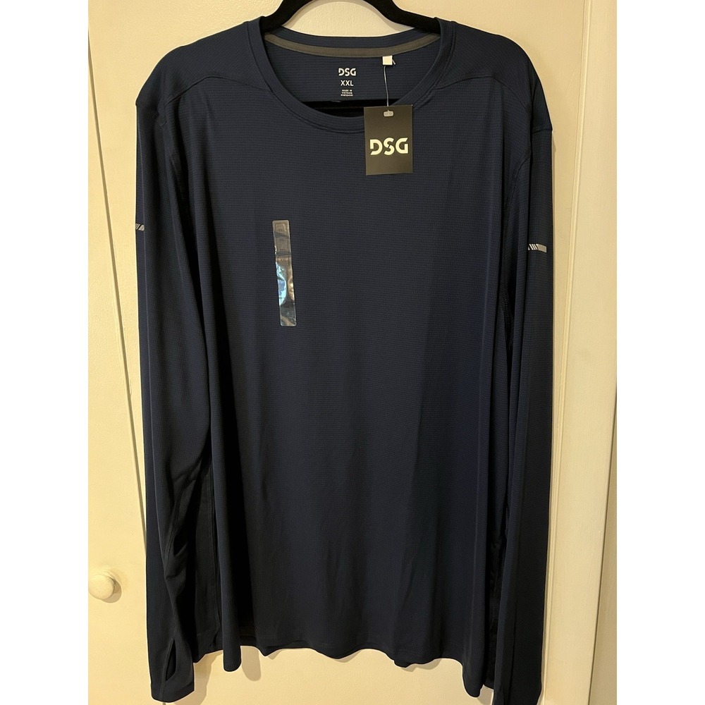 NWT DSG Men's Stride Long Sleeve Run Tee Navy Blue Athletic Size XXL Poly New